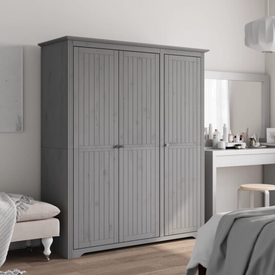 vidaXL Garderobe BODO grå 151,5x52x176,5 cm heltre furu