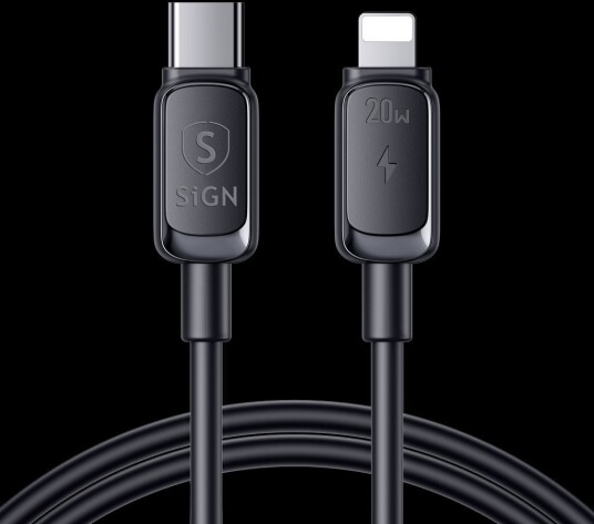 SiGN USB-C til Lightning-kabel 20W, 0,25m - Svart