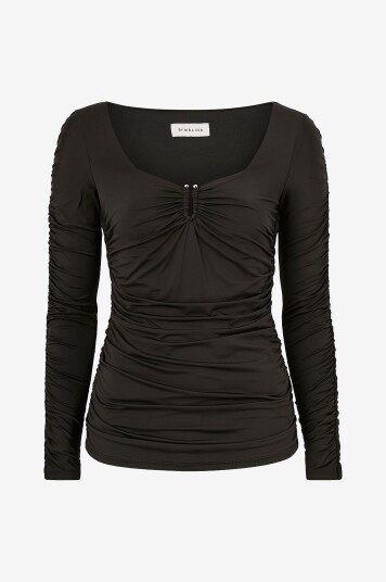 By Malina Topp Elle Heart Shaped Jersey Top Svart