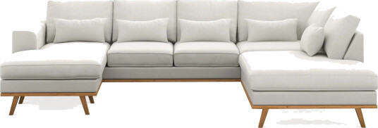 Copenhagen Compact 4 seters Høyrevendt U formet Sofa med Divan og Sjeselong i Stoff Lys grå