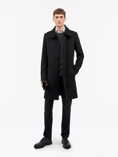Tiger Of Sweden Aleric Wool/Cashmere Stand Up Coat Black