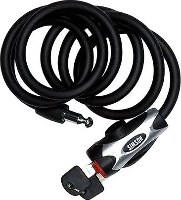 Sykkellås Simson Spiral Kabells Pro XXL 12 mm x 180 cm Matt svart