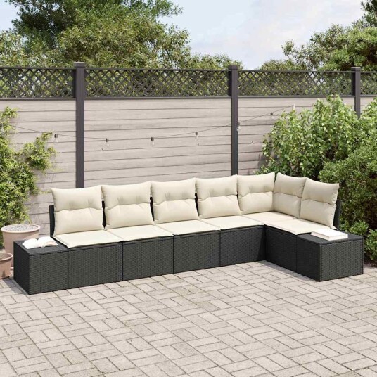vidaXL Hagesofa Set 6 stk. Svart og krem polyrotting
