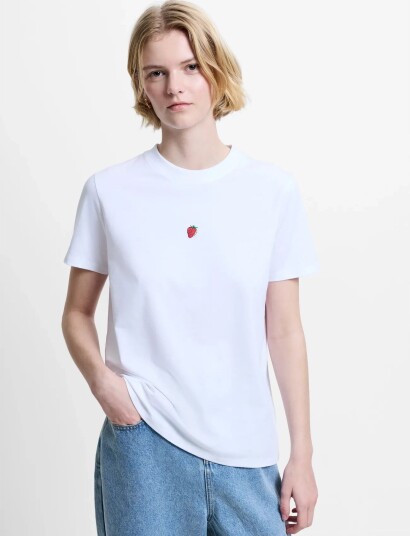 French Connection Cotton Graphic Cocktail Tee   White   M