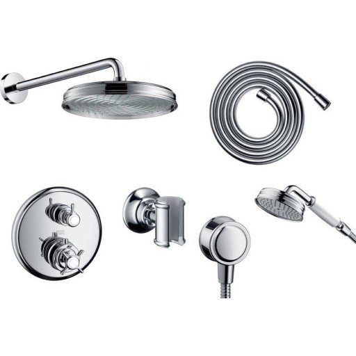 Hansgrohe Axor Montreux komplett dusjsett for innbygning Krom (med veggmontert hoveddusj) Hansgrohe Axor Montreux komplett dusjsett for innbygning Krom (med veggmontert hoveddusj)