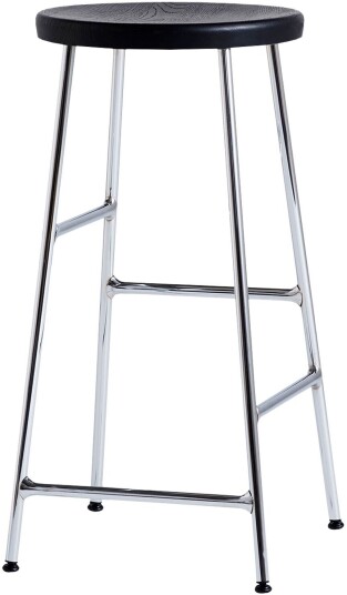 Hay - Cornet Bar Stool Low Soft Black Chromed Steel Barstoler Jonas Trampedach Sølv Metall/tre