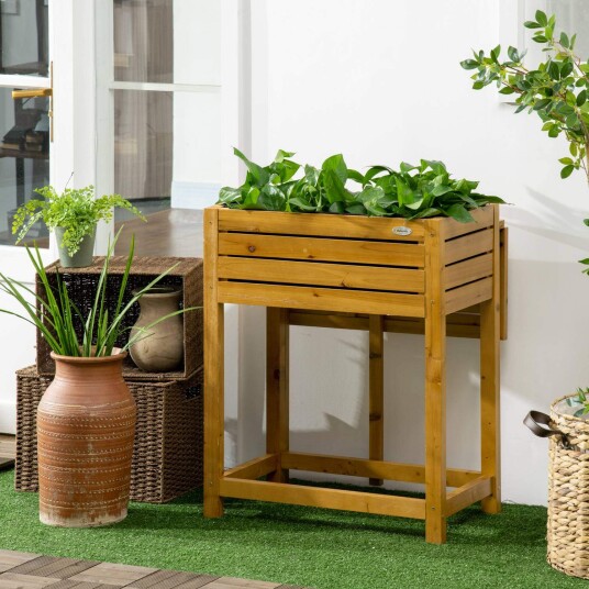 Sammenleggbar blomsterkasse i tre med fleece brun