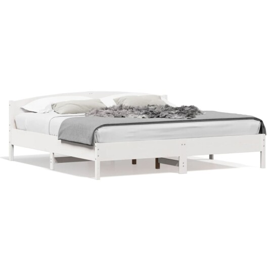 vidaXL Sengeramme med hodegavl hvit 180x200 cm heltre furu 8721012430358