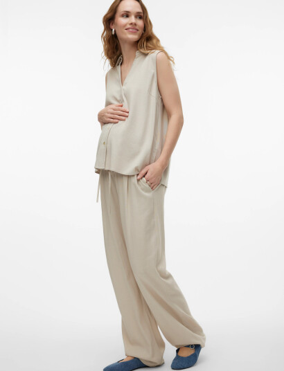 Mamalicious Mlsilvia Wo Pants Hw Beige XL Mamalicious Mlsilvia Wo Pants Hw Beige XL