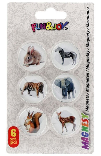 Titan Runde Magneter Med Motiver - Konveks Diameter. 30 Mm - 6 Stk Fun&Joy Animals - 443875