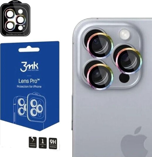 3mk Lens Protection Pro Camera Cover with Iridescent Frame for iPhone 16 Pro/16 Pro Max 3mk Lens Protection Pro Camera Cover with Iridescent Frame for iPhone 16 Pro/16 Pro Max