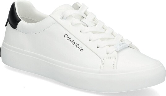 Calvin Klein Vulcanized Lace Up Lth WHITE BLACK 36 x 36 Calvin Klein Vulcanized Lace Up Lth WHITE BLACK 36 x 36
