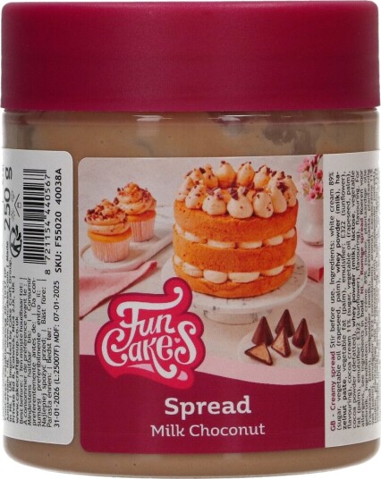 Funcakes Spreads Melkesjokolade Og Hasselnøttkrem – 250g