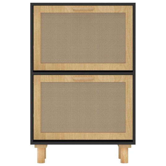 vidaXL Skoskap svart 52x25x80 cm konstruert tre og naturlig rotting