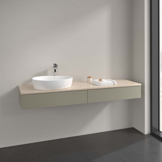 Villeroy & Boch  Antao Servantskap med 2 skuffer 160x50x19 cm m/lys Steingrå/Crème