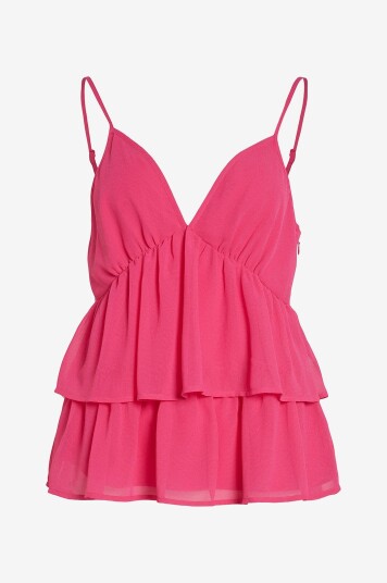 Vila Topp viAsta S/l Flounce Top Rosa