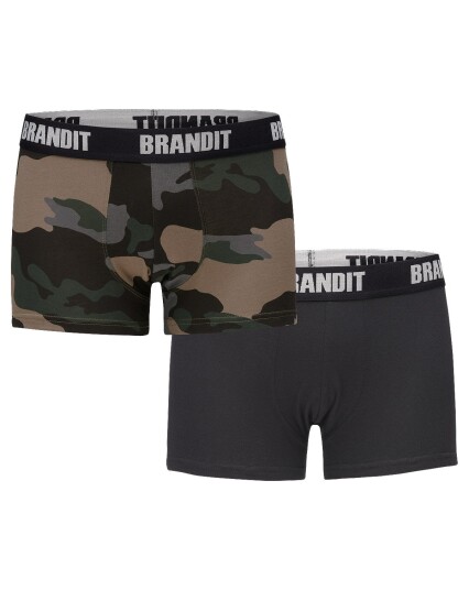 Brandit Boxershorts med logotyp 2 Pak Svart Grønn Brun