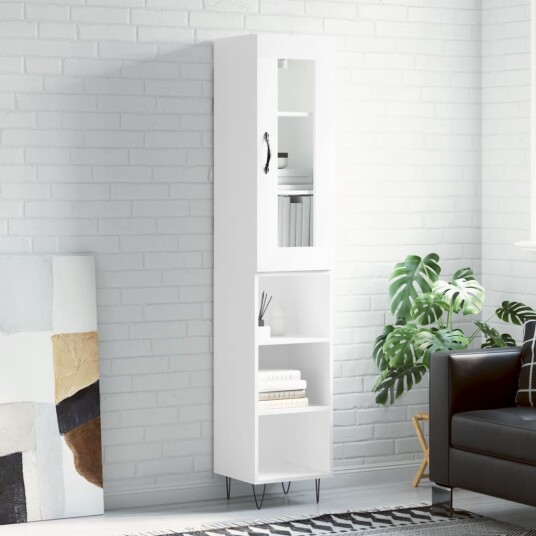 vidaXL Highboard høyglans hvit 34,5x34x180 cm konstruert tre 8720845488178