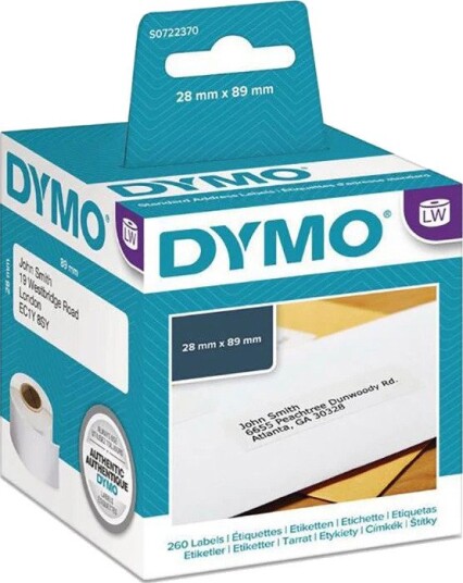 DYMO LabelWriter 28mm x 89mm Std. Address Labels (white) 24 rolls x 130 labels