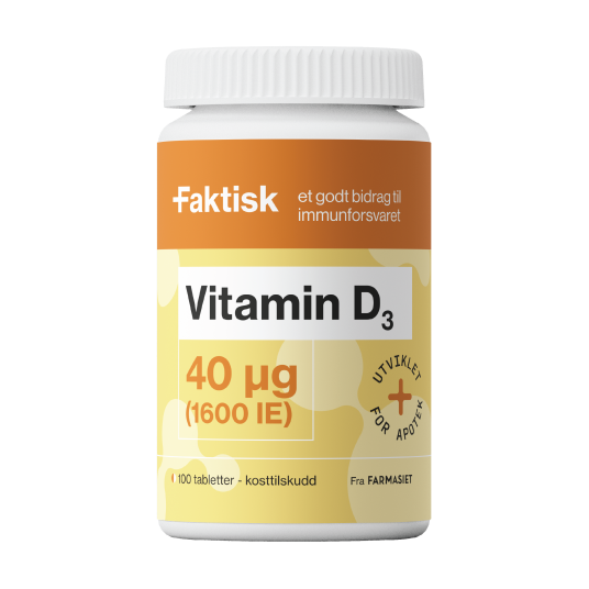 Faktisk Vitamin D3 40 µg tabletter 100 stk. Faktisk Vitamin D3 40 µg tabletter 100 stk.