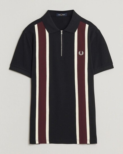 Fred Perry Tramline Half Zip Polo Black