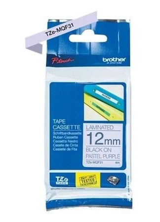 Brother TZe MQF31 - Black on Pastal Purple - Roll (1.2 cm x 8) Brother TZe MQF31 - Black on Pastal Purple - Roll (1.2 cm x 8)