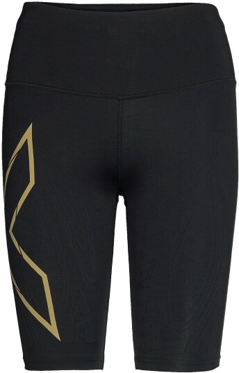 2xu Light Speed Mid-Rise Compression Shorts Dame Black/Gold Reflective M