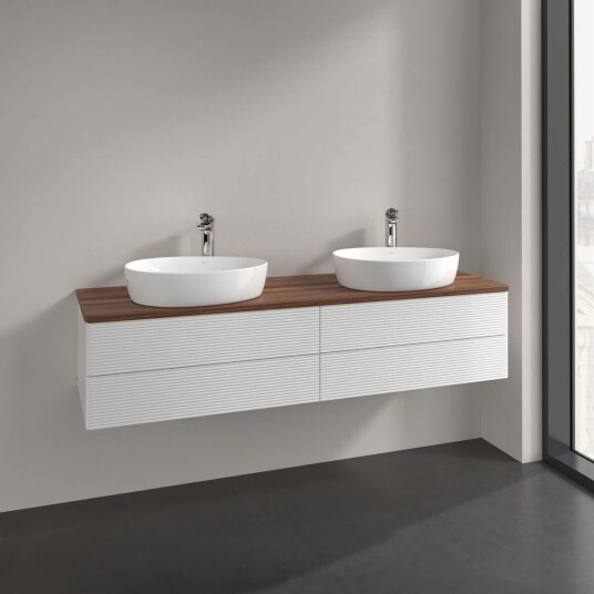 Villeroy & Boch Antao Servantskap med 4 skuffer 160x50x36 cm m/lys Hvit Blank/Valnøtt
