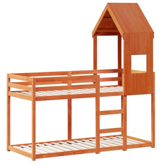 Køyeseng med tak voksbrun 90x190 cm heltre furu 8721102669026 Køyeseng med tak voksbrun 90x190 cm heltre furu 8721102669026