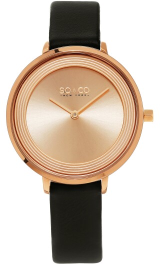 So & Co New York Dameklokke 5204L.5 Madison Rosegullfarget/Lær
