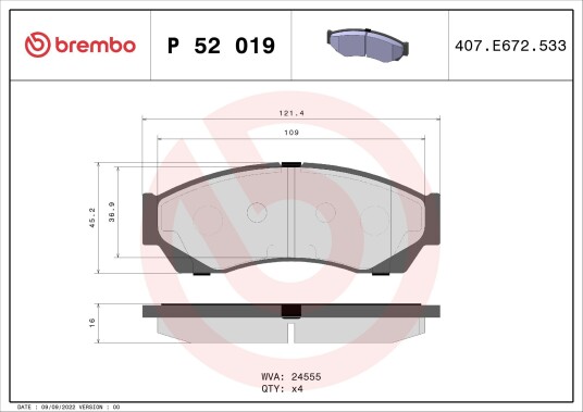 BREMBO P 52 019 Bremseklosser