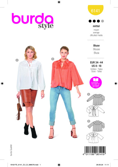 Burda 6141 - Bluse EUR: 34-44, US:8-18