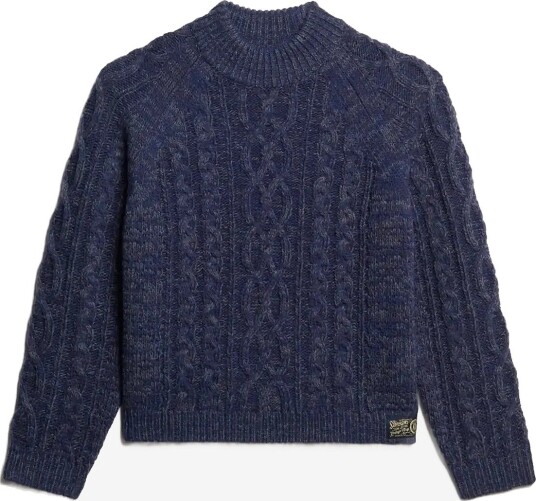 Superdry Cable Mock Neck Genser i ISLAND NAVY TWIST - Størrelse 16 Superdry Cable Mock Neck Genser i ISLAND NAVY TWIST - Størrelse 16