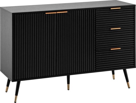 Skjenk Wohnling Foliert sponplate eikelook 120 cm 2 dører 3 skuffer Moderne -