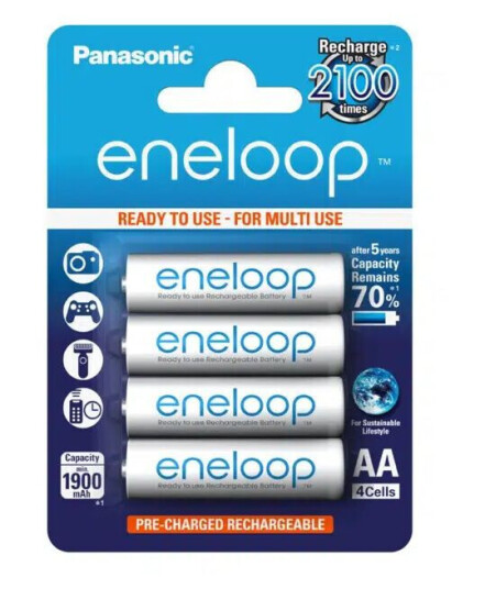 Panasonic Eneloop AA Oppladbare Batterier 2000 mAh - 4-pakning