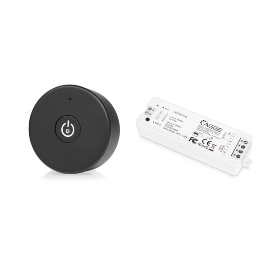 Driver for LED stripe AGGE Single Colour Controller RF 2,4 GHz Driver + Fjernkontroll Dimming One Key Svart Driver for LED stripe AGGE Single Colour Controller RF 2,4 GHz Driver + Fjernkontroll Dimming One Key Svart