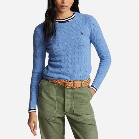 Ralph Lauren Cable Knit Wool-Cashmere Jumper - New Litchfield Blue M