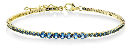 Pan Jewelry, Armbånd i forgylt 925 sølv med lyseblå zirkonia