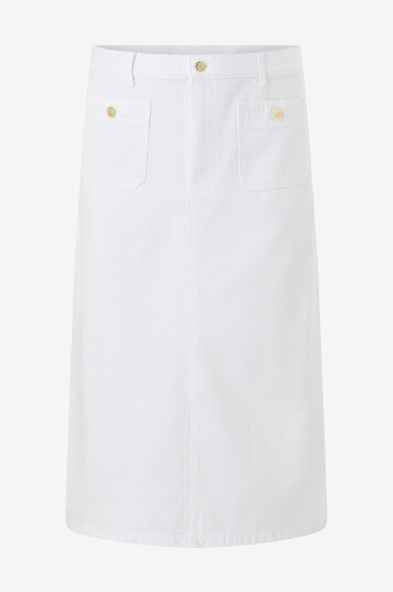 Tommy Hilfiger Curve Denim skjørt Crv Dnm White Midi Str Skirt HW Hvit