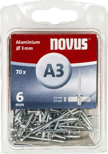 Novus A 3 × 6 mm Aluminiums Blindnitter, 70 Stk.