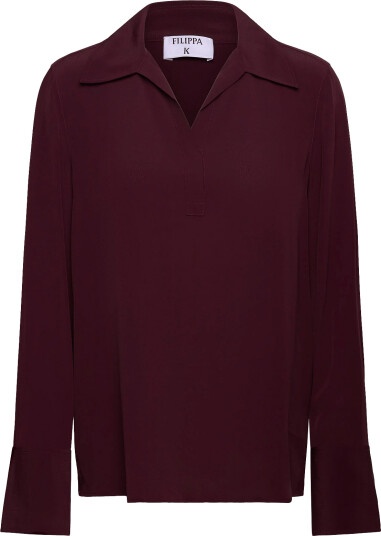 Filippa K Half Placket Blouse Burgundy 32