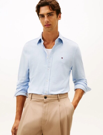 Tommy Hilfiger Knit Pique Featherweight Shirt Blue M Tommy Hilfiger Knit Pique Featherweight Shirt Blue M