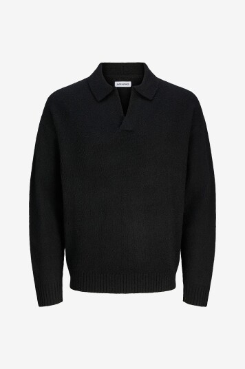 Jack & Jones Junior Pullover jjoho Ollie Knit Split Neck Jnr Svart