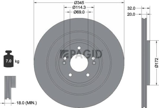 PAGID 56494NC Bremseskive PAGID 56494NC Bremseskive
