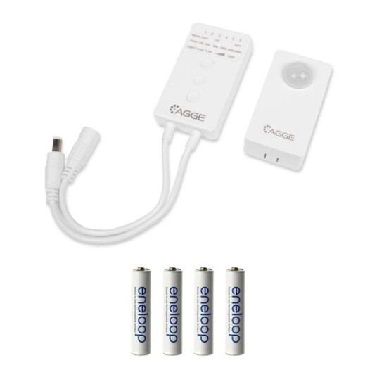 Bevegelsessensor til LED stripe AGGE Wireless Pir Sensor Set 12/24V Bevegelsessensor + 4 AAA batterier Bevegelsessensor til LED stripe AGGE Wireless Pir Sensor Set 12/24V Bevegelsessensor + 4 AAA batterier