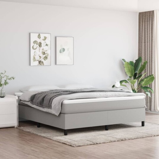 vidaXL Boxspring-sengeramme lysegrå 180x200 cm Super King stoff