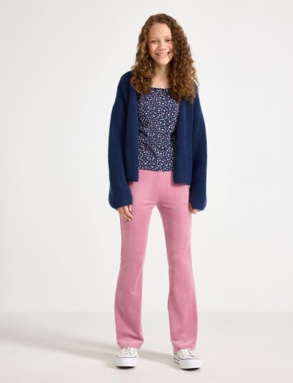 Lindex Flared Trousers In Velour Pink 146