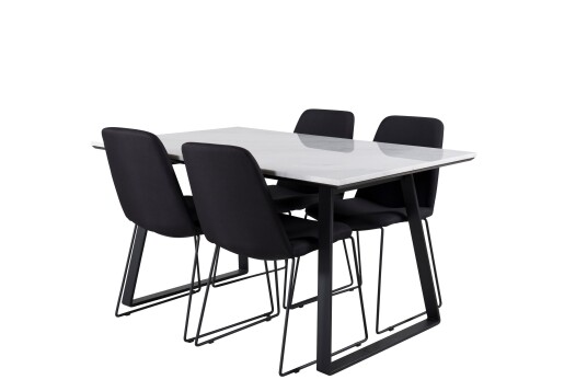 Venture Home Estelle Spisegruppe 140 cm Rektangulær med 4 Muce Stoler Sort