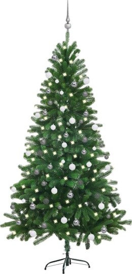 vidaXL Kunstig juletre med LED og kulesett 180 cm grønn
