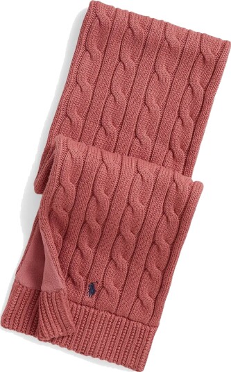 Ralph Lauren Kids Cable Knit Cotton Scarf Pink S/M